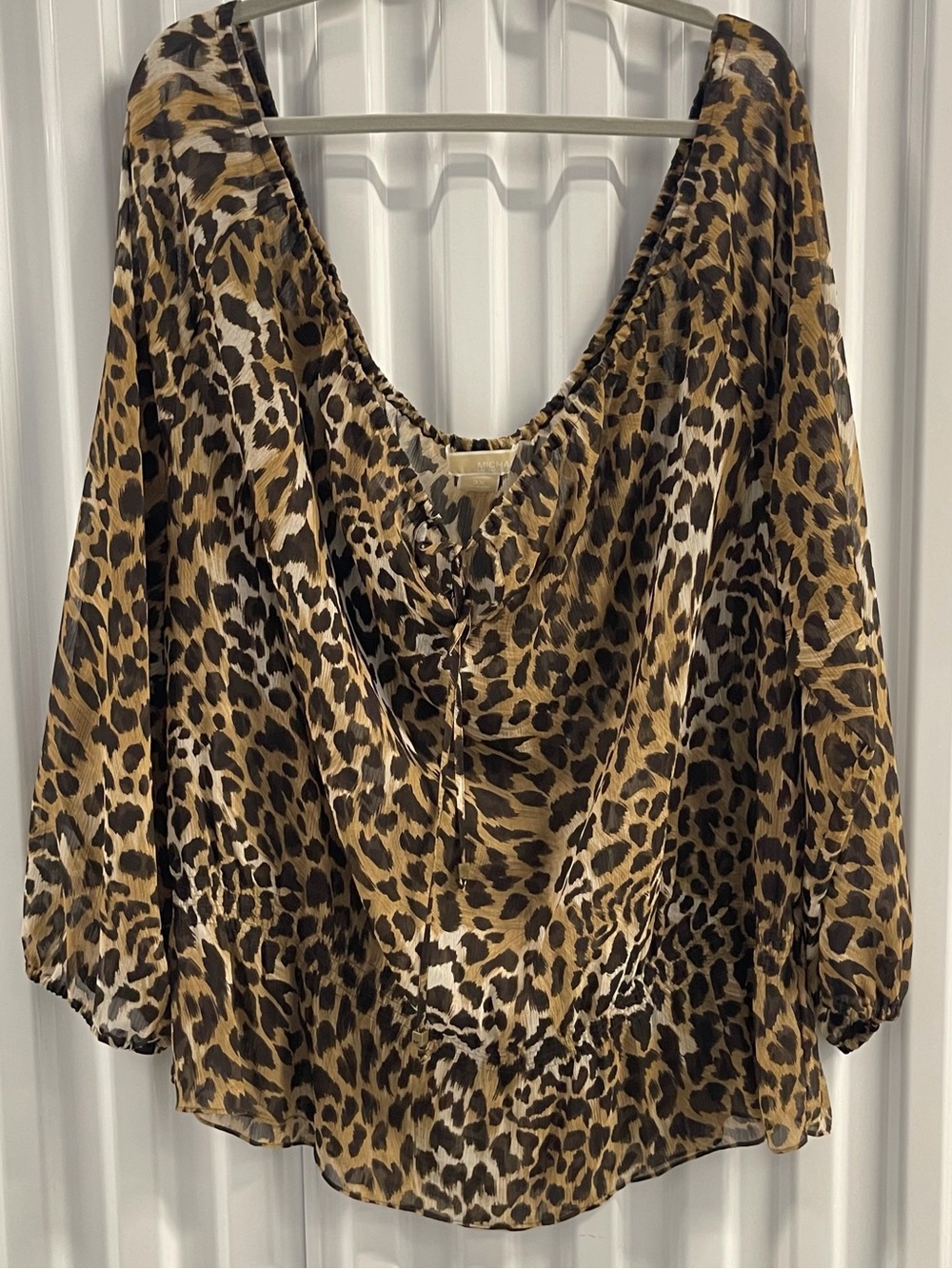 Michael Kors Leopard Print V-Neck Women’s Blouse - Brown Size 3X